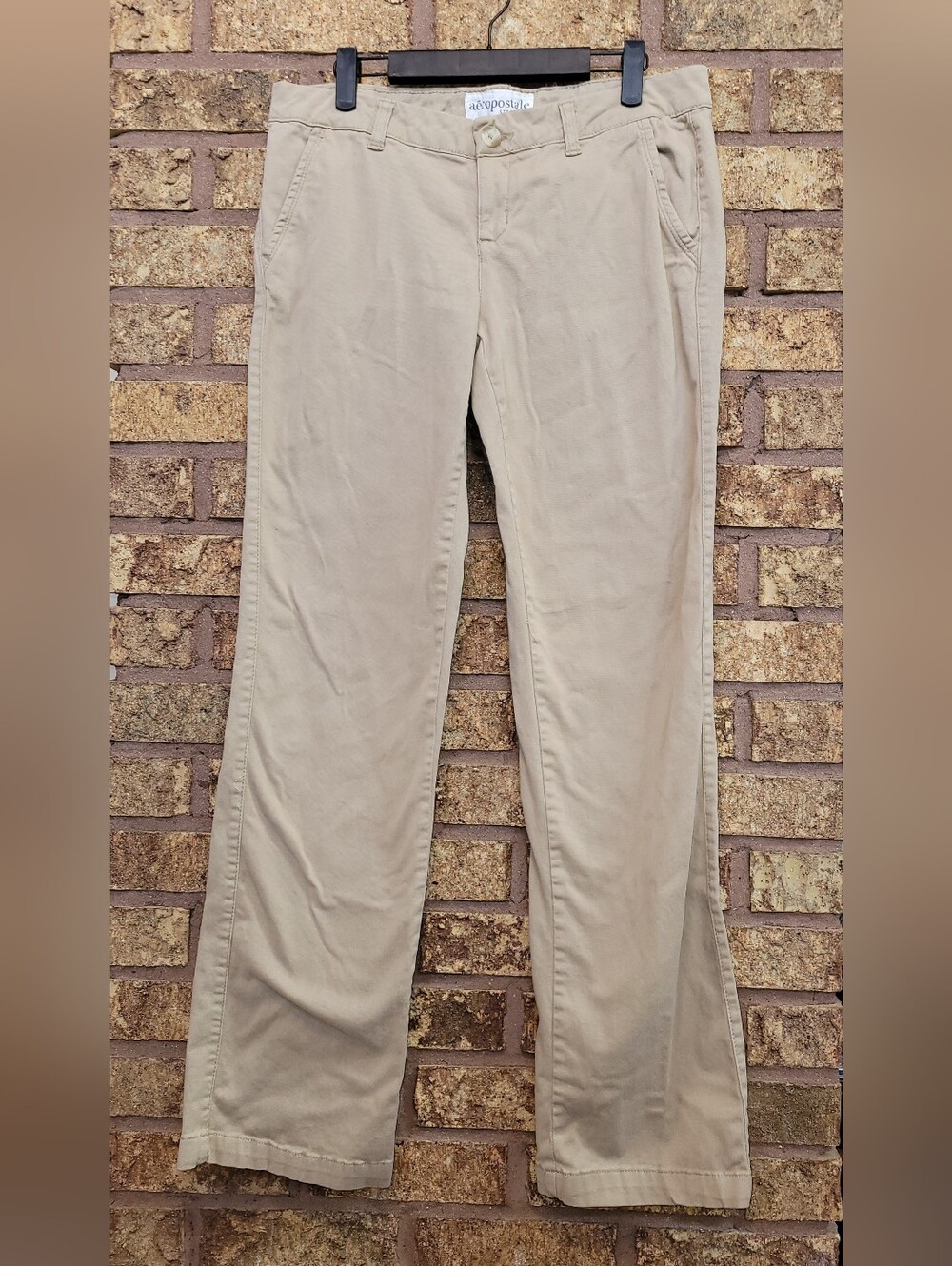 Aeropostale Tan Straight-Leg Chino Pants Size 9/10 Long 32 inseam Cotton Stretch